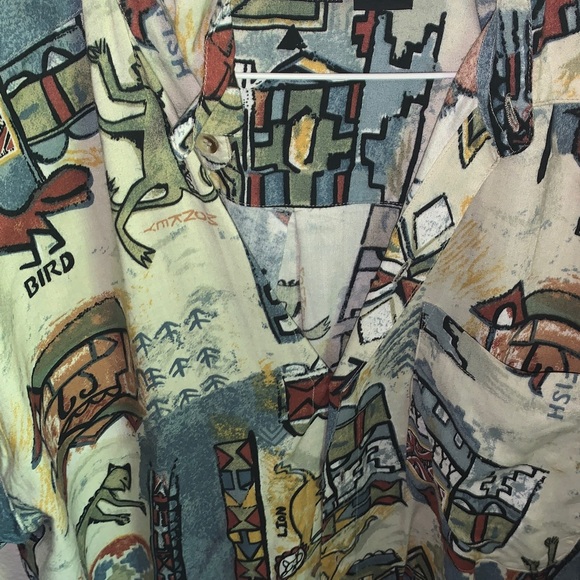 XL tan graphic button down shirt. - Picture 4 of 4